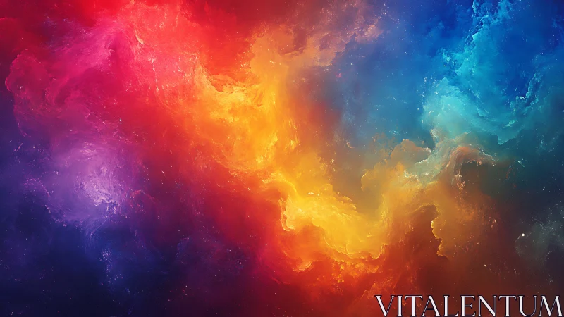 Cosmic color clouds swirling through a dreamy night sky.