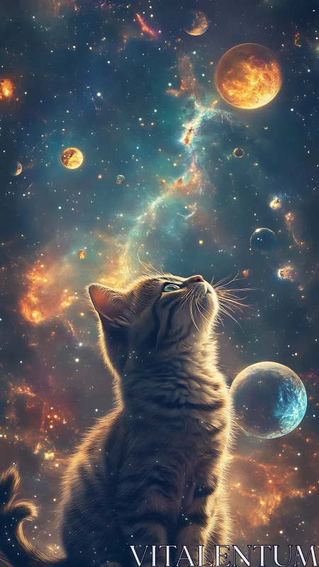 Astrophysical nebulae enveloping luminous contemplative kitten.