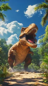 Jungle thunder roars as a colossal T-Rex storms the trail.