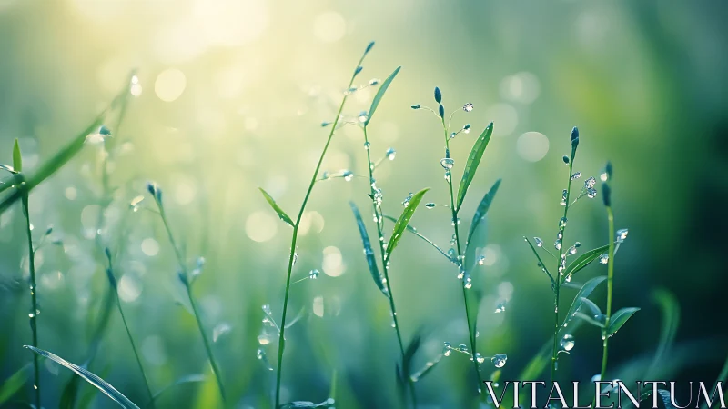 Morning dewdrops rehearse tiny symphonies on tender grass