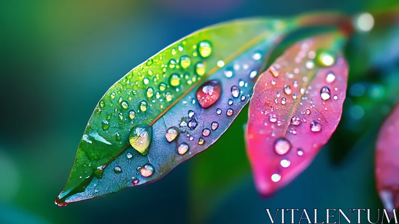 Rain-kissed rainbow leaves quietly juggle morning light