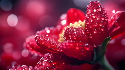 Fresh raspberries with water droplets and blurred background