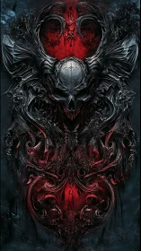 Demonic skull sigil crowns ornate infernal altar design.