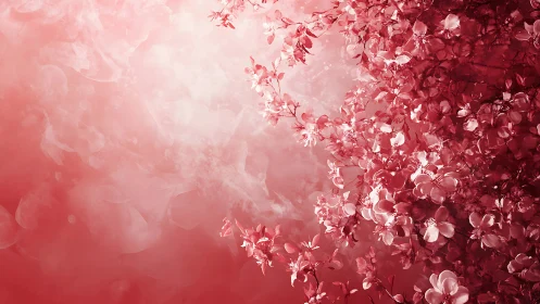 Gradient floral composition with blooming flowers transitioning from light to dark