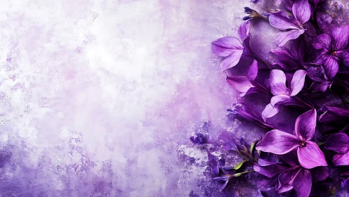 Purple Flowers on Textured Lavender Background