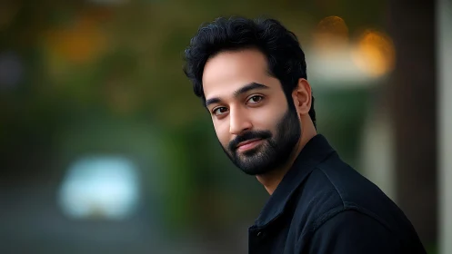 Warm twilight portrait of a man with an easy, gentle smile.