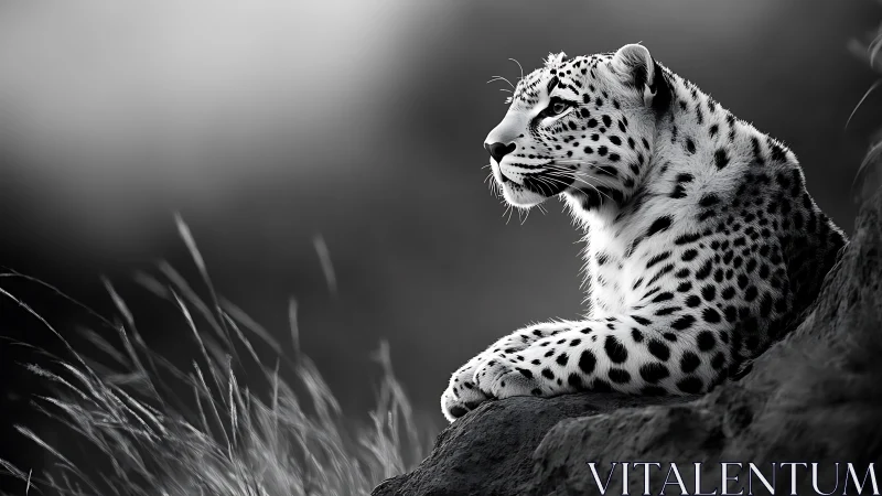 Snow Leopard's Contemplative Gaze on Rocky Terrain.