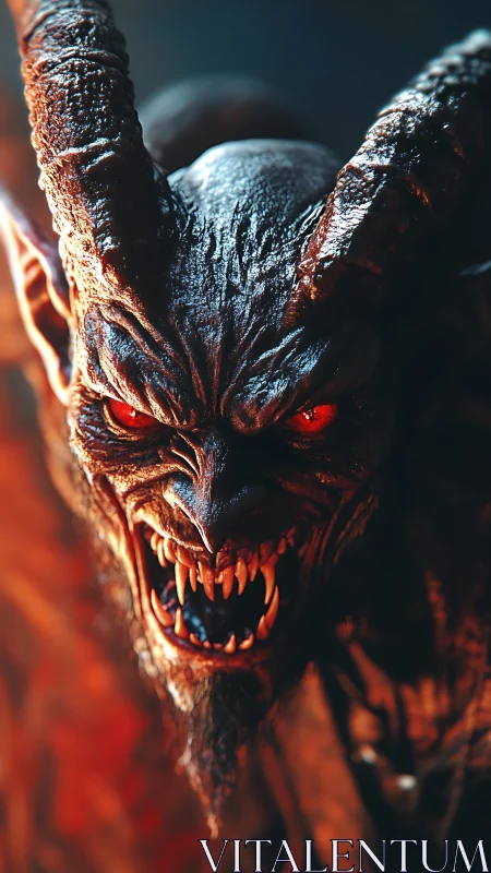 Horned inferno warden snarling through molten shadows.