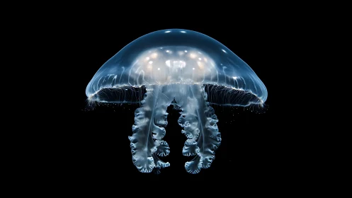 Translucent jellyfish rendered in high-contrast scientific macro study