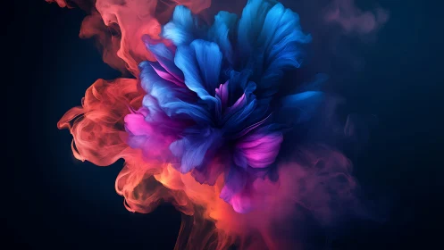 Vibrant swirling petals bloom from glowing clouds of color