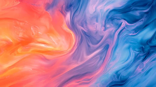 Swirling abstract blend of warm orange and cool blue tones.