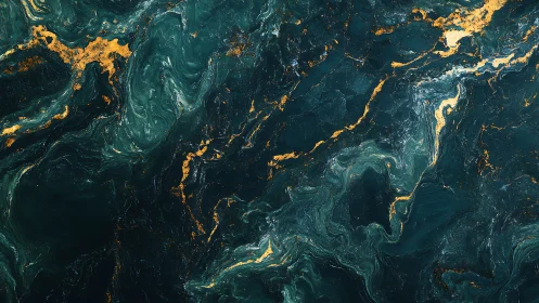 Emerald marbled currents with molten gold vein highlights.