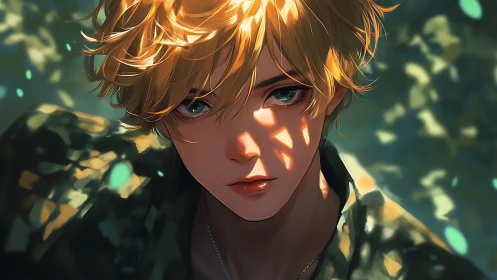 Leaflight freckles sketch constellations across his gaze