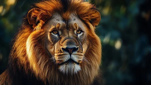 Sunlit mane monarch staring down the quiet savanna hush.