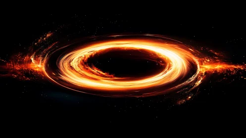 Black Hole Accretion Disk. Spiral vortex of golden fire.
