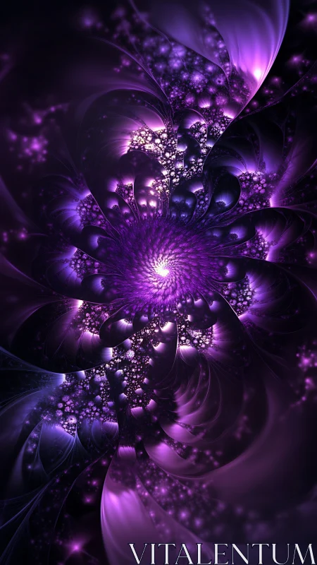 Purple fractal flower structure spirals outward in glowing light