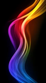 Spectral light trails form layered, high-saturation flowing ribbons