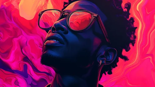 Neon-lit portrait captures a cool, reflective urban dreamer.