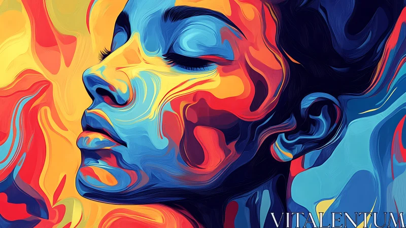 Profile portrait uses multicolor flow fields to map facial planes