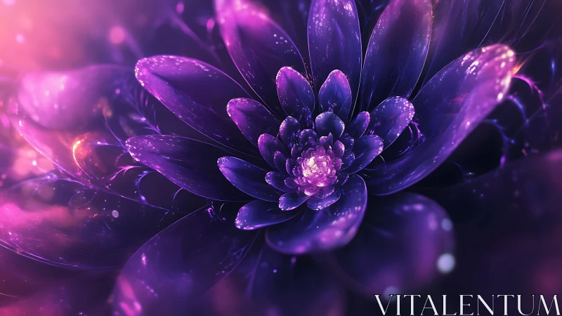 Glowing violet fractal flower unfurls in cosmic twilight glow