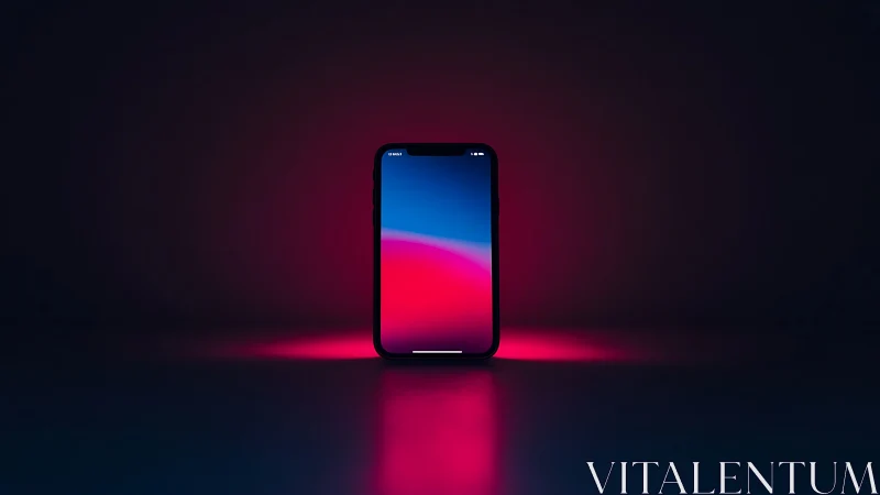 Minimalist smartphone product render with neon rim lighting.