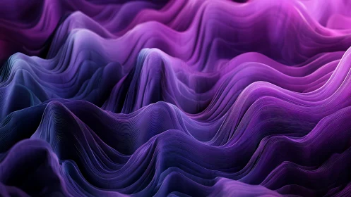 Layered violet and blue waveforms form dense abstract landscape