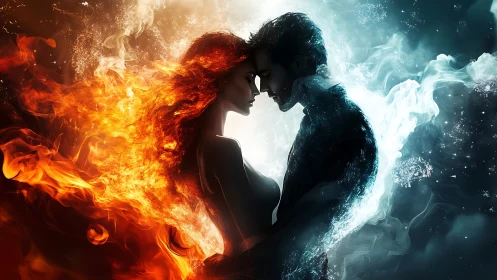 Fire and Ice Silhouette Confrontation.