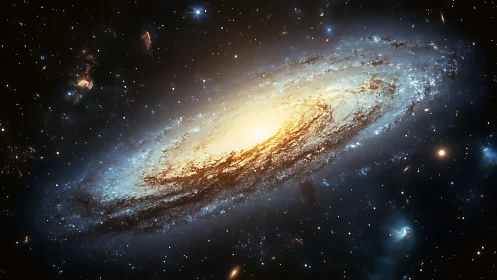 Spiral galaxy with bright central bulge in star field.