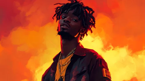 Sunlit swagger against glowing orange skies of fire.