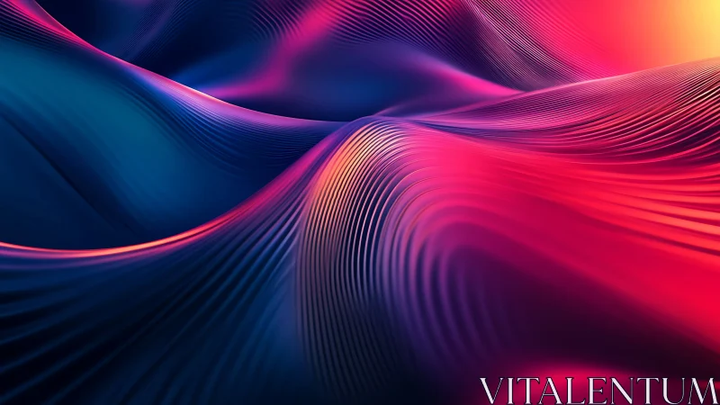 Parametric neon waveforms with iridescent ribbed gradient surfaces