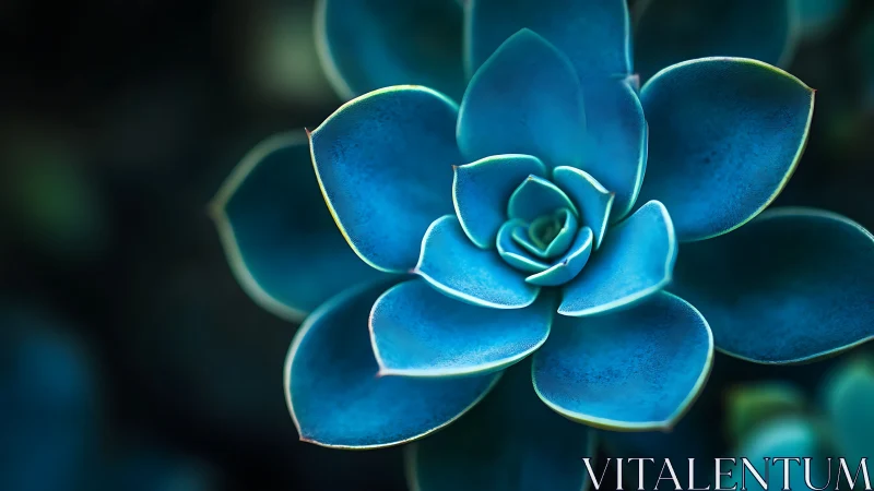 Blue succulent plant fills centered macro close-up frame