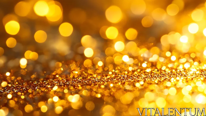 Shimmering Gold Glitter with Soft Bokeh Lights, Abstract Style.