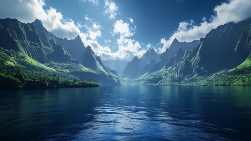 Verdant Valley: Dramatic Mountain Lake Fjord.
