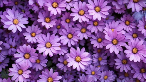 Vibrant Purple Daisies in Full Bloom Showcase Nature's Delicate Beauty