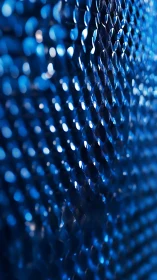 Specular highlights over blue hexagonal textured reflective surface
