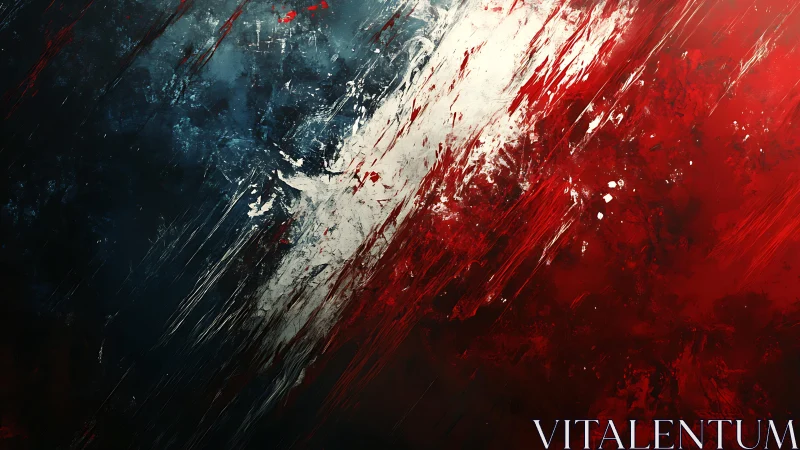 Abstract Tricolor Brush Strokes in Red, White, and Blue Palette.