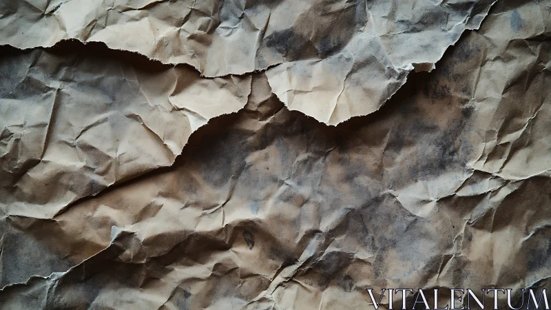 Torn kraft paper surface with high-contrast creased texture.