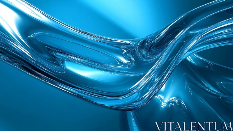 Abstract flowing blue glass waves with a modern digital art style.