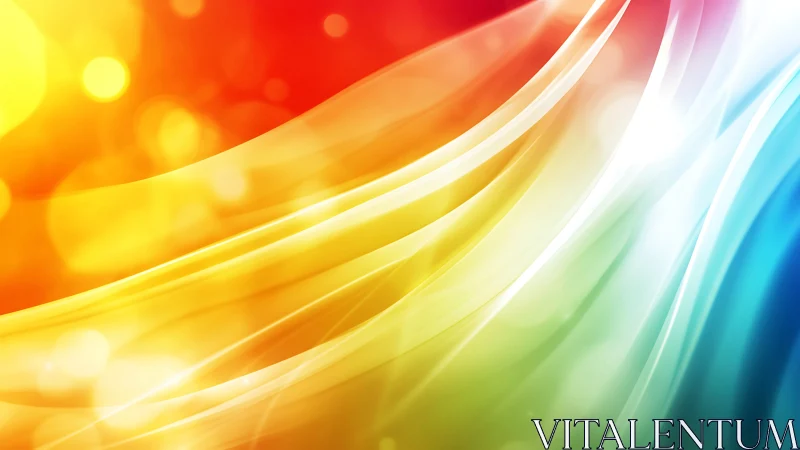 Vibrant abstract rainbow light waves on glowing gradient background.