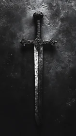 Weathered knightblade rests like quiet thunder on stone