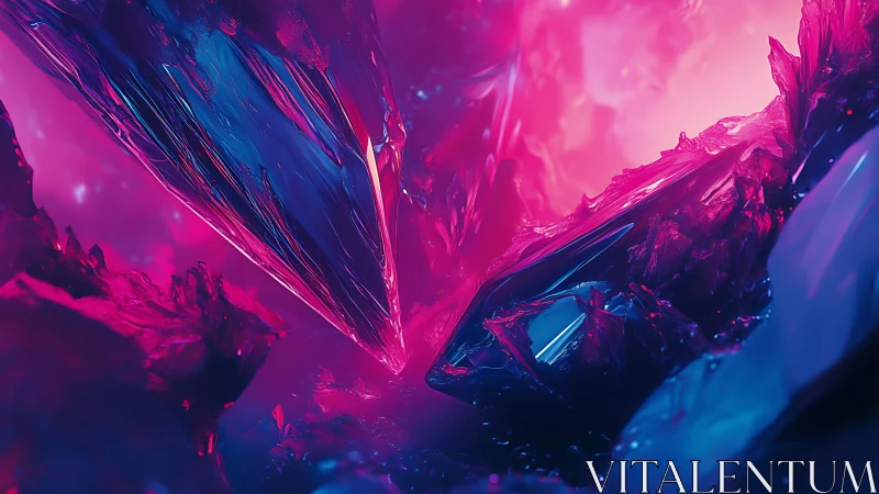 Iridescent magenta cyan crystal shards in neon volumetric glow