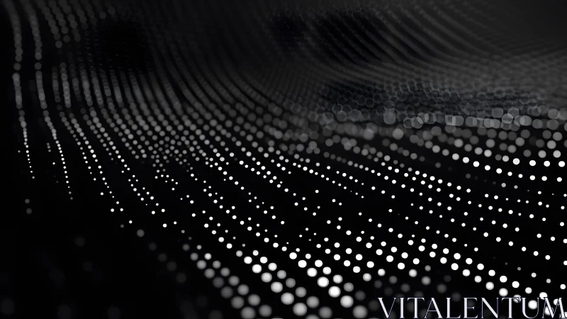 Abstract black background with glowing white dots in wave pattern.