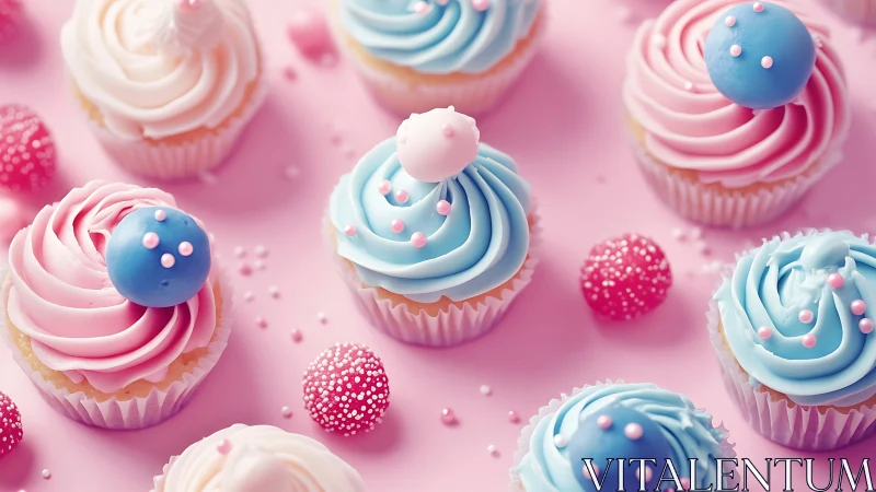 Pastel Cupcakes with Gradient Frosting and Dimensional Pearl Ornaments