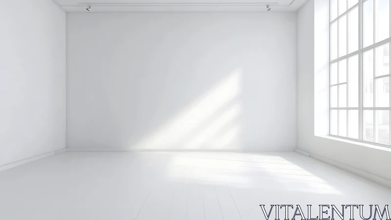 Bright empty gallery room welcomes natural daylight softly