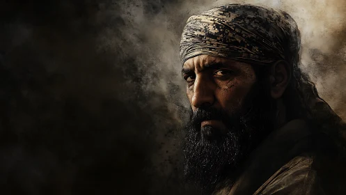 Rendered bearded male portrait uses directional side lighting