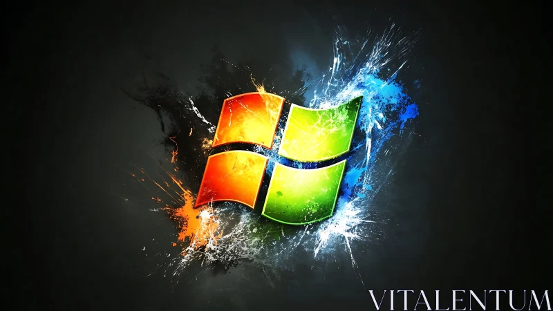 Windows-style colored window logo bursts through dark void