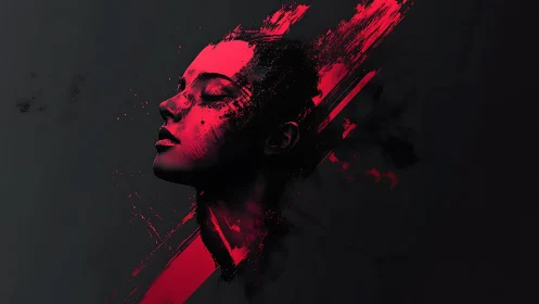 Crimson quietude collides with splintered midnight paintstorm.