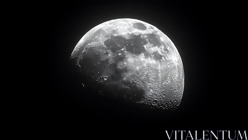 Lunar crescent study with high-contrast craters in shadowed void.