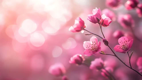 Pink Blossoms with Layered Depth of Field and Bokeh Optical Effects.