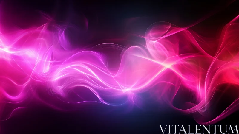 Neon magenta light waves weaving across dark void.